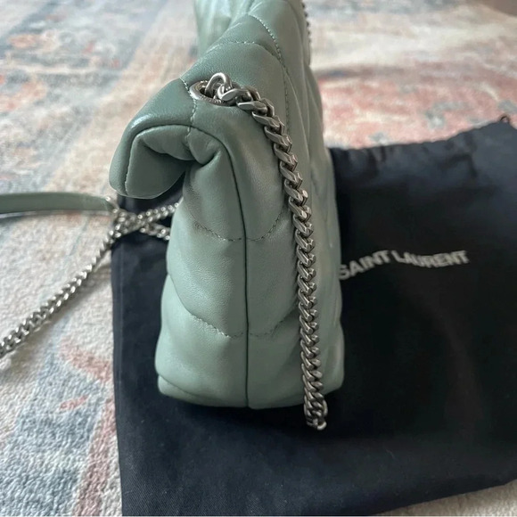 SAINT LAURENT LouLou Mini YSL Puffer Toy Crossbody Bag Vert Opaline - Picture 9 of 12